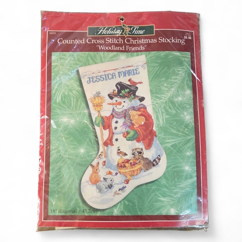 Vintage Bucilla Holiday Time Cross Stitch Stocking Kit Woodland Friends NIP